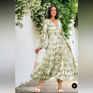 Elegant Long Sleeve Dress with Gold Accents